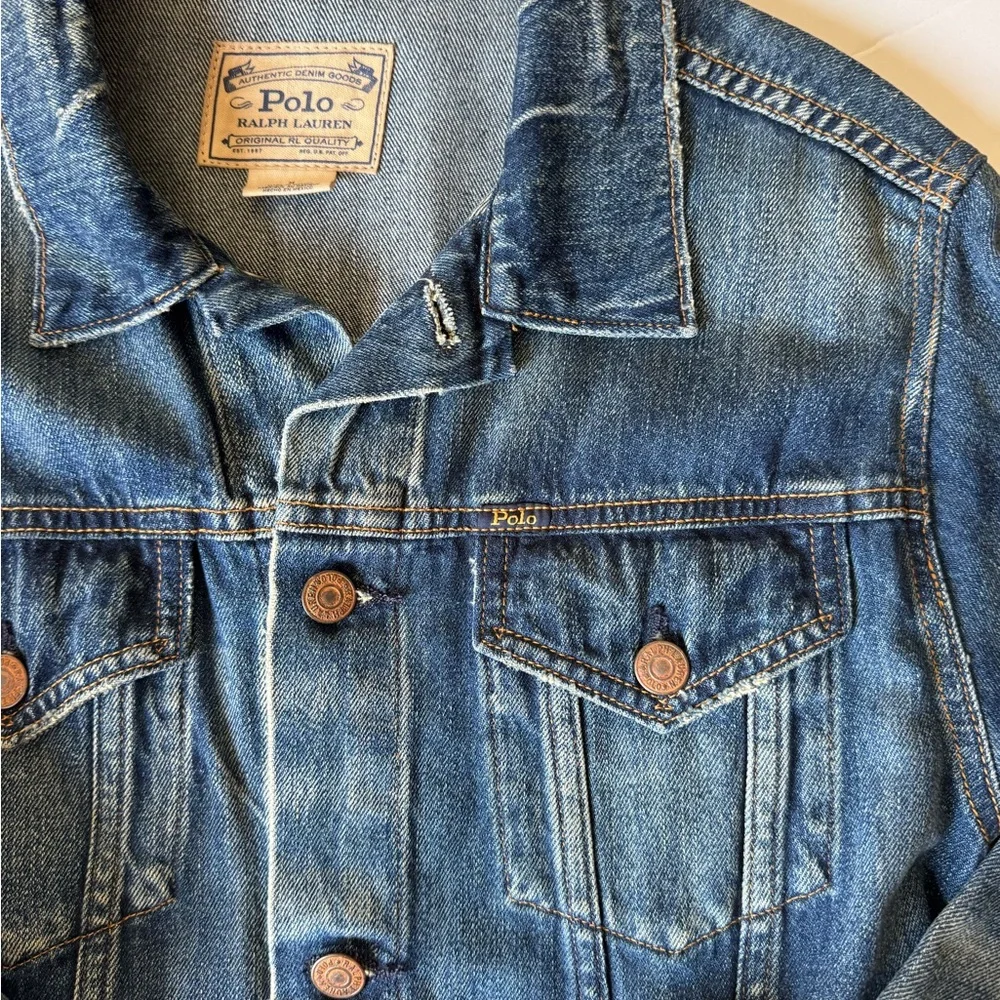 Ralph Lauren Polo Distressed Blue Denim Jacket - Picture 5 of 16